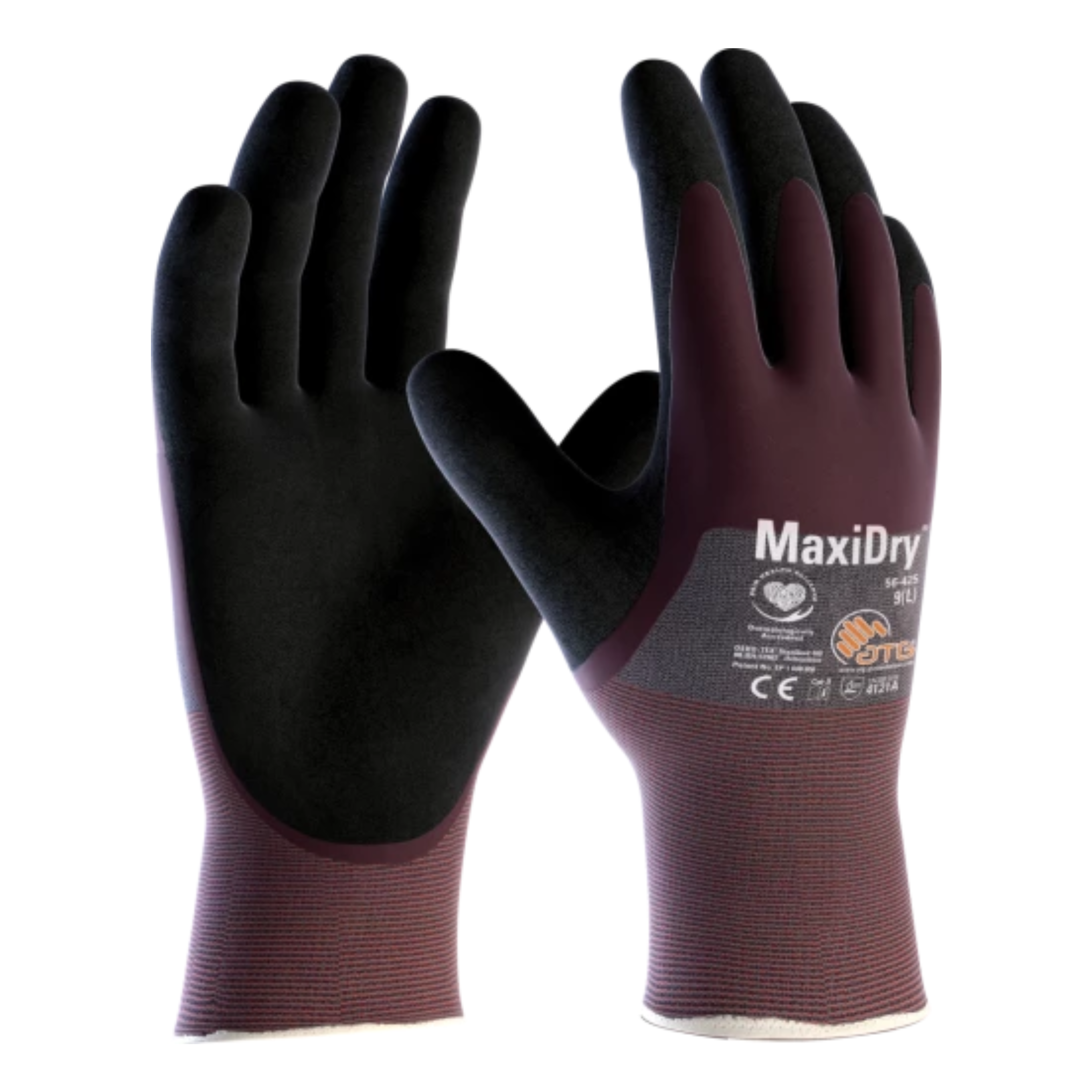 ATG MAXIDRY 3/4 COATED GLOVES, BLACK/RED