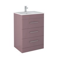Tucker French Bucks 600mm Floor Standing Three Drawer Basin Unit Matt Plum