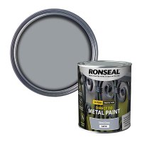 Ronseal Direct to Metal Paint Steel Grey Satin Tin & Swatch