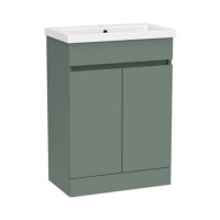 Tucker French Chiltern 600mm Slim Depth Floor Standing Two Door Basin Unit Matt Sage Green
