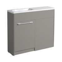 Tucker French Herts Compact 1000mm Back To Wall Floor Standing Slim Depth Basin Unit Left Handed Stone Grey