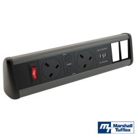 Marshall-Tufflex 2 Gang Power, 2 x USB & 2 x Data Cut-Outs Desktop Module