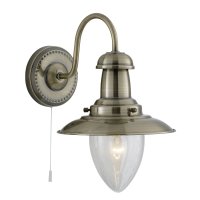 ANTIQUE BRASS FISHERMAN WALL LIGHT