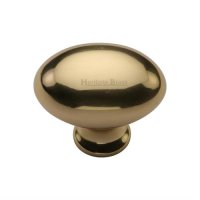 C114-38-PB - Heritage Brass Cabinet Knob Victorian Oval Design 38mm Polished Brass Finish