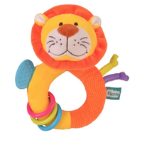 Yellow and orange lion teether toy for babies
