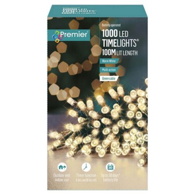 Premier 1000 LED Battery Operated TimeLights - Warm White