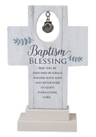 Wood Message Cross 6 inch/Baptism  (34940)
