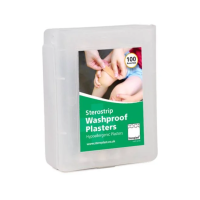 Steroplast Washproof Latex-Free & Sterile Hypoallergenic Plasters, 100/Clear Plastic Case 