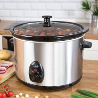 Quest 35280 Slow Cooker / 5 Litres / Compact Stainless Steel