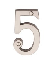 C1560-5-SN - Heritage Brass Numeral 5 Face Fix 76mm (3") Satin Nickel Finish