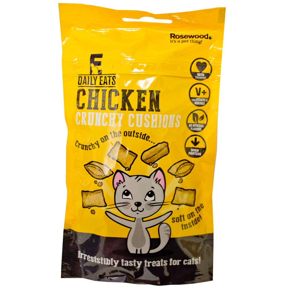 Rosewood 90134 Daily Eats Crunchy Cushions Chicken Cat Treats 1x12