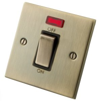 Antique Brass 1Gang 45A  Cooker Switch & Neon