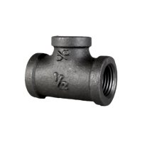 1/2" x 1/2" x 3/8" Reducing Tee, Black Pipe