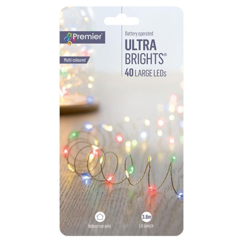 Premier 40 Large LED Battery Operated Ultrabrights - Multi-Coloured