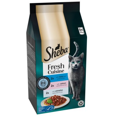 Sheba Fresh Cuisine Taste of Tokyo Salmon & Tuna & Whitefish in Gravy Pouches 8 x 6 x 50g