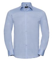 Russell Collection Men's Long Sleeve Herringbone Shirt