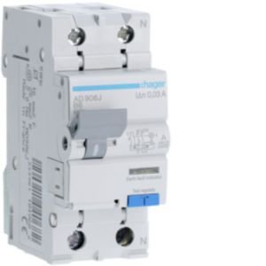 Hager 6A B Curve 30mA Type A RCBO AD906J