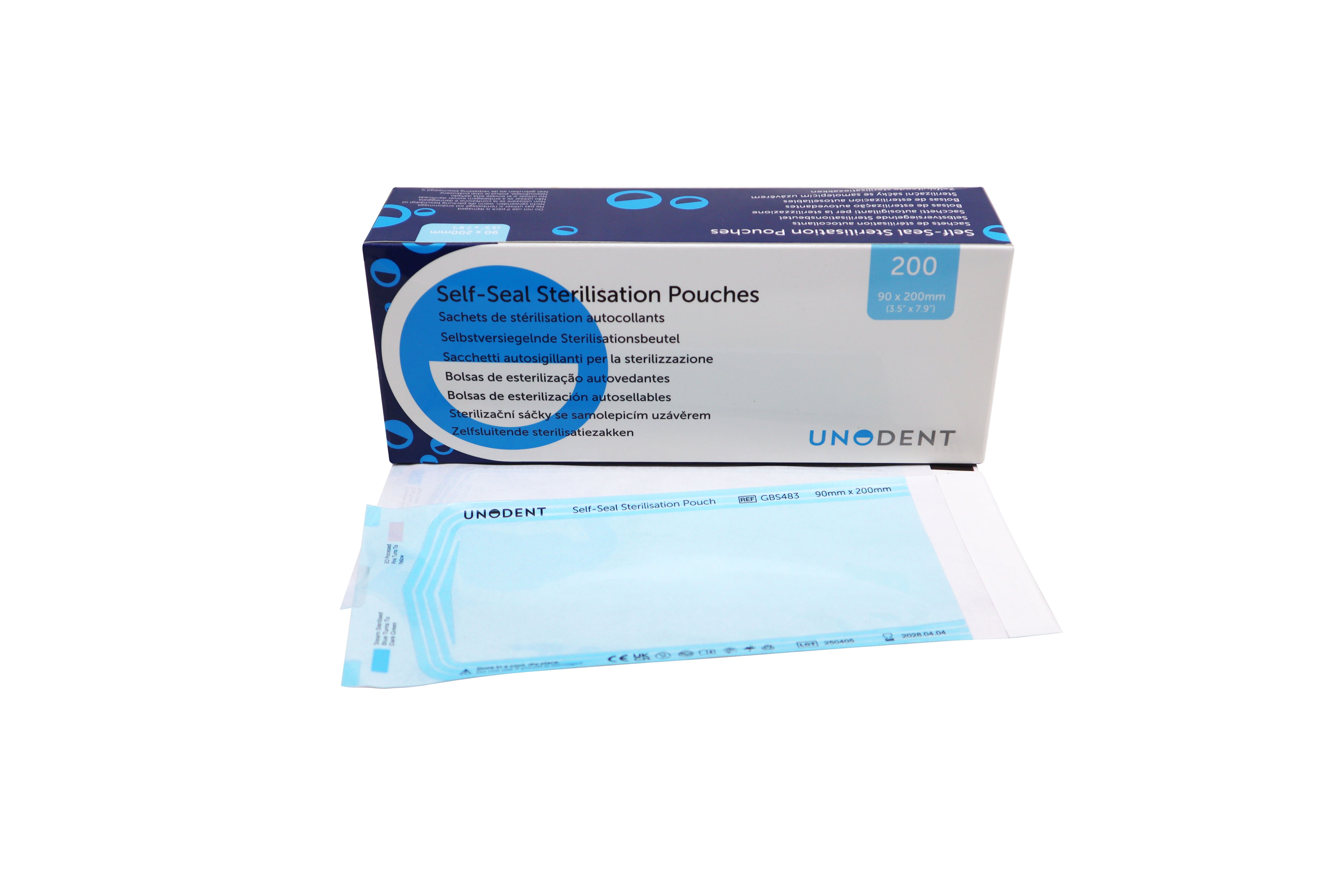 UnoDent Sterilisation Pouches 90 x 230mm Pack 200