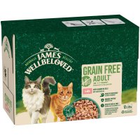 James Wellbeloved Adult Cat Pouch Grain Free Salmon Jelly 85g x 12