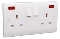 Iona SLS213/SL 13Amp 2 Gang Flush Socket Switched+Pilot Light