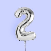Silver Number '2' Foil 34" Balloon
