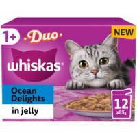 Whiskas Cat Pouch 1+ Duo Ocean Delights Jelly 85g 12pk x 4