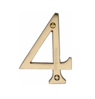 C1560-4-SB - Heritage Brass Numeral 4 Face Fix 76mm (3) Satin Brass Finish