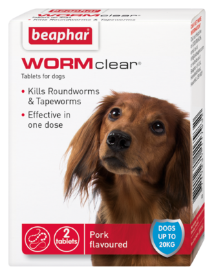 Beaphar WORMclear Worming Tablets for Dogs (up to 20kg) 2 tablets x 6