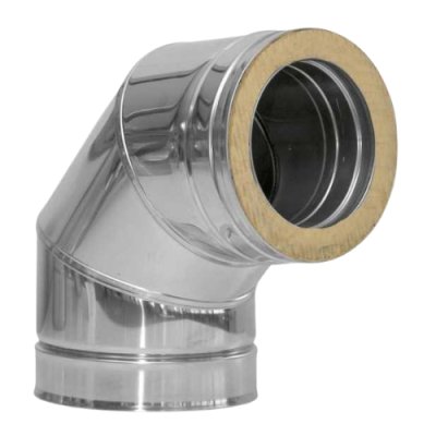 Inox dubbelwandig bocht 90&deg;  &Oslash;130