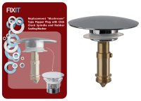 Replacement &ldquo;Mushroom&rdquo; Type Popper Plug with Click Clack Spindle and Rubber Sealing Washer