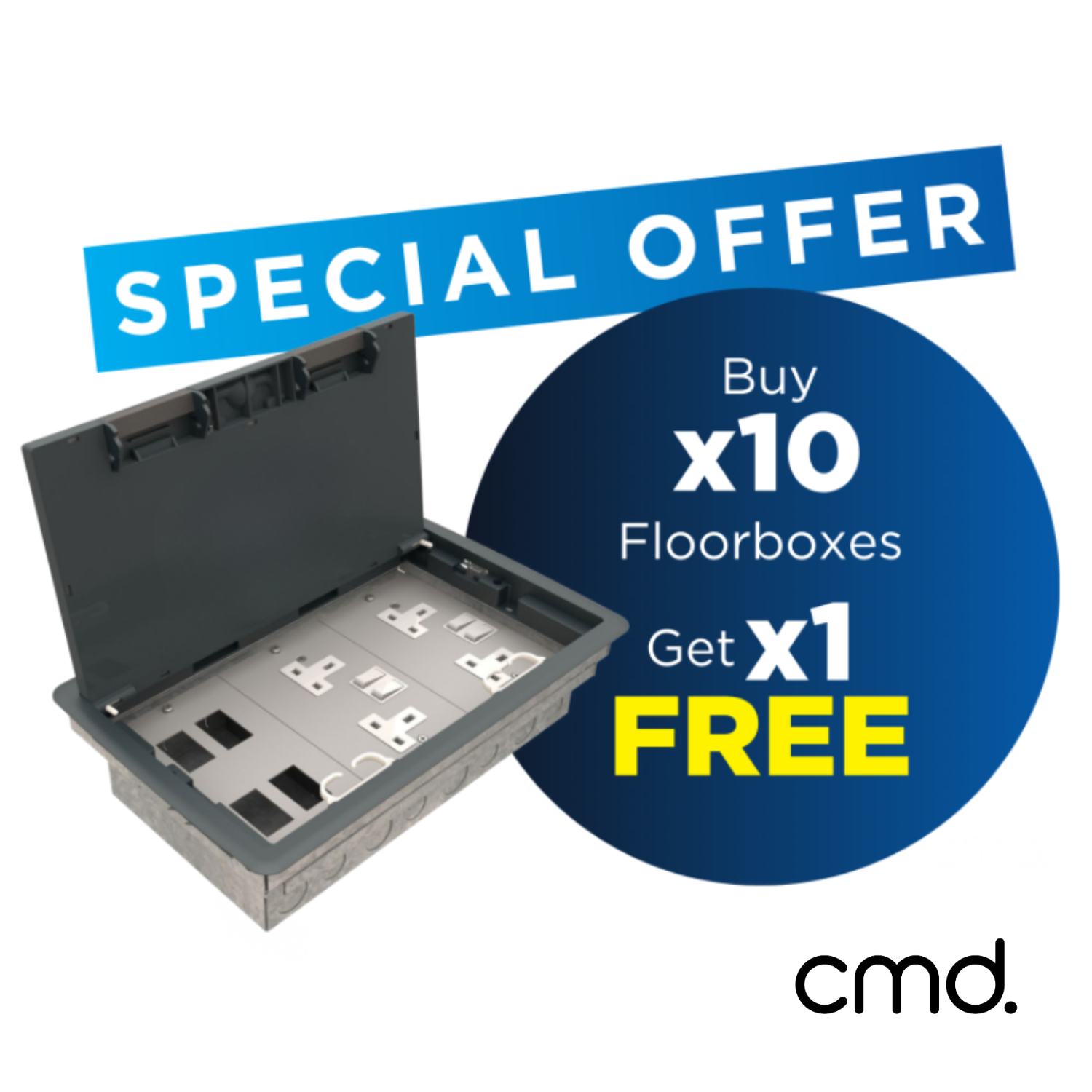CMD Bulk Buy Special Offer - Standard 'Fast Fit' 85mm Deep Floor Box - 3 Compartment
