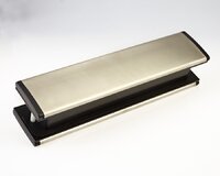 UNICORN L/PLATE 38-78MM BRUSHED STEEL BLACK ENDS