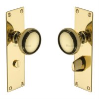 BAL8530-PB - Heritage Brass Mortice Knob on Bathroom Plate Balmoral Design Polished Brass Finish