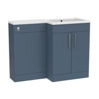 Tucker French Dorking 1100mm Back To Wall Floor Standing L-Shaped Right Hand Basin Unit Matt Alby Blue
