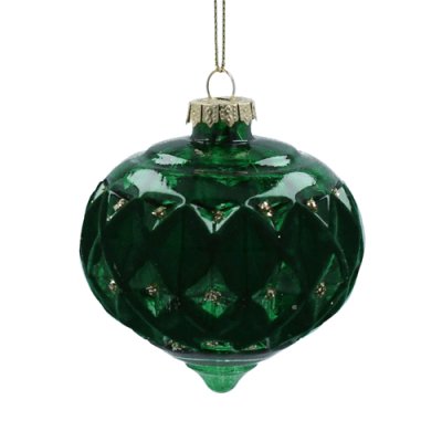 Green Faceted Glass Ogee Bauble