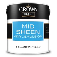 Crown Paint Mid Sheen Emulsion Brilliant White 2.5l