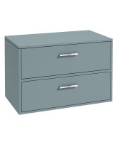 FINLAND 80CM TWO DRAWER WALL HUNG MATT CORAL GREEN COUNTERTOP VANITY UNIT - BRUSHED CHROME HANDLE
