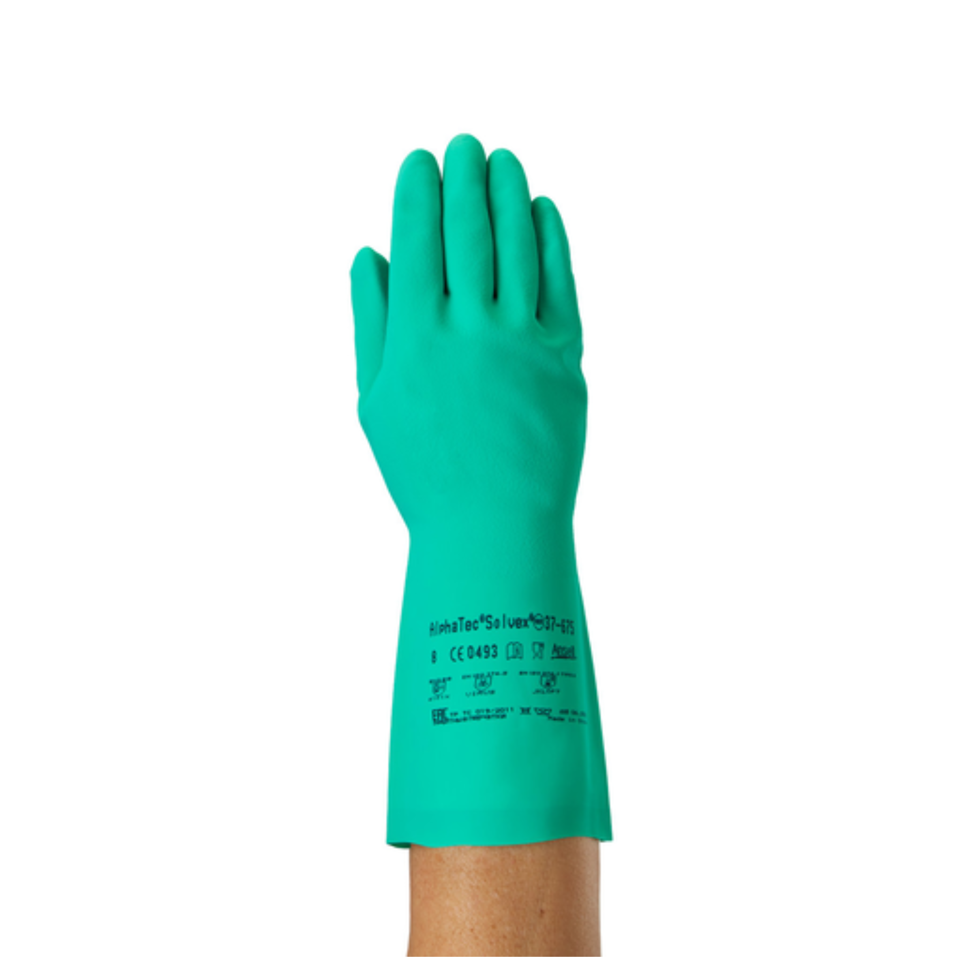 ANSELL SOLVEX FLOCKED LINED GREEN GLOVE, PAIR