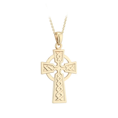 14K Gold Large Celtic Cross Pendant 