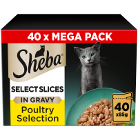 Sheba Adult Cat Select Slices Poultry Collection in Gravy Pouches Mega Pack 40x85gm DH99X