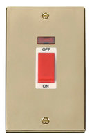 Click Deco Victorian Polished Brass with White Insert Tall Cooker Switch | LV0101.0164