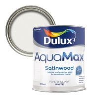 Dulux Aquamax Satinwood Pure Brilliant White Paint Can