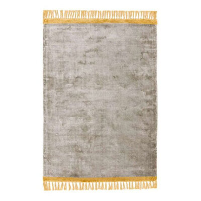 Elgin Tassels Medium Rug Silver Mustard Border 160x230cm