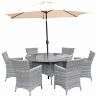 Capri 6 Seater Round Rattan Furniture Set 1.4M