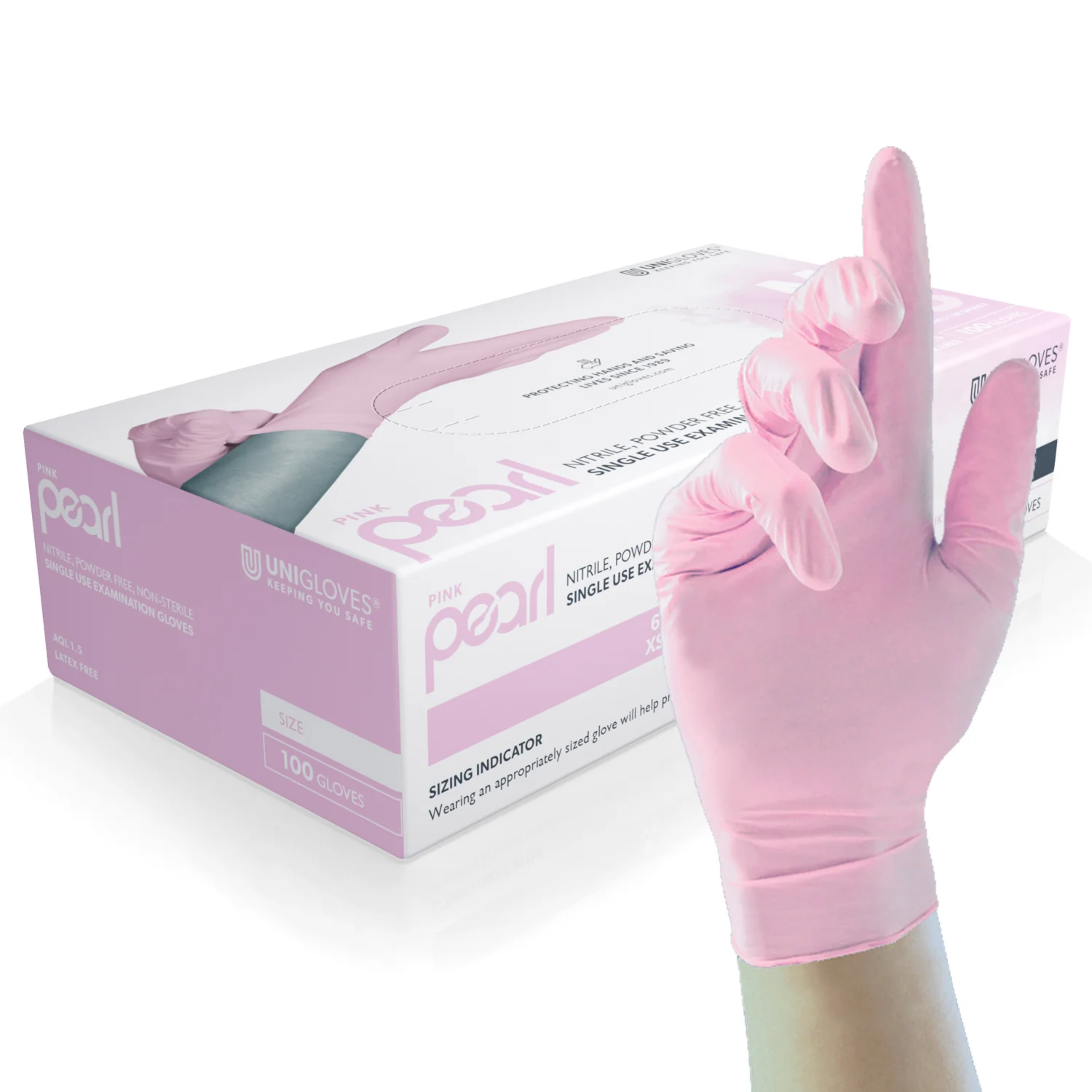 Uniglove, Powder Free Nitrile Gloves, Pink (1000 Case)