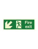 FIRE EXIT DOWN LEFT SIGN PHOTOLUMINESCENT 300MM X 100MM