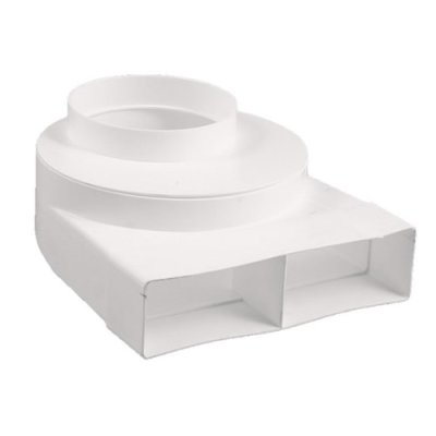 Overgang 90&deg; PVC wit 2x 110x54 - &Oslash;125