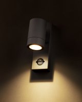 CANEFINCH MONO GU10 Wall Light, IP54, PIR, Single, Dark Grey