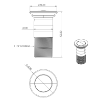 Top Fix Basin Waste UNSLOTTED 60mm G1-1/4" Porcelain