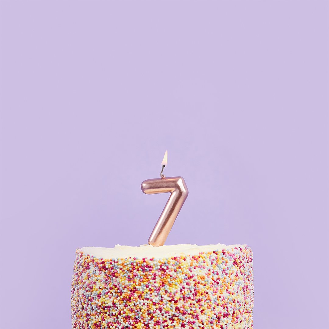 Rose Gold Number '7' Candle